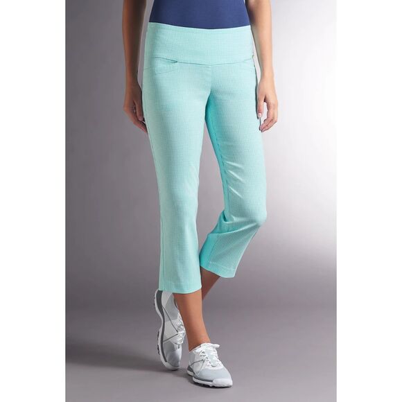 Swing Control Master Gingham Crop Pants Womens Golf Blue Size 6 Athletic Pockets - Picture 1 of 6
